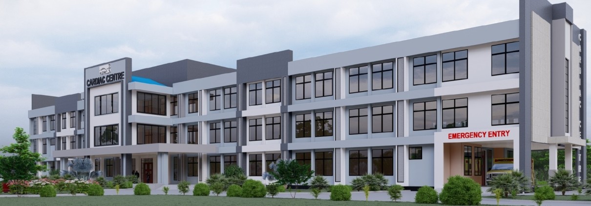 Het driedimensionale ontwerp van de hart- en vaatkliniek bij KCMC in Moshi